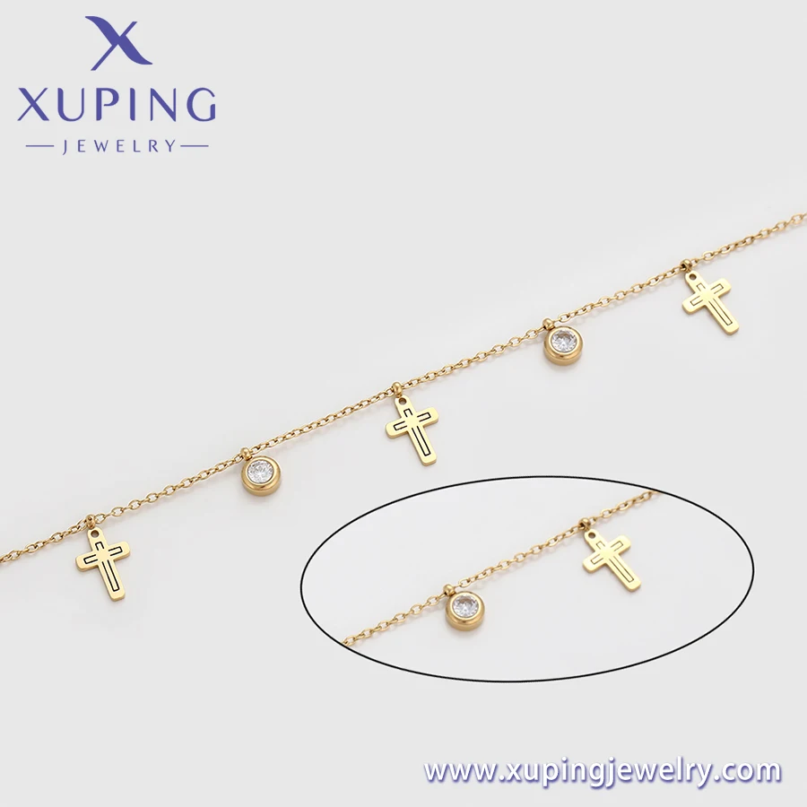 T000756767 XUPING ювелирные изделия 14K золотистого цвета Элегантные Очаровательные из нержавеющей стали Крест женские браслеты