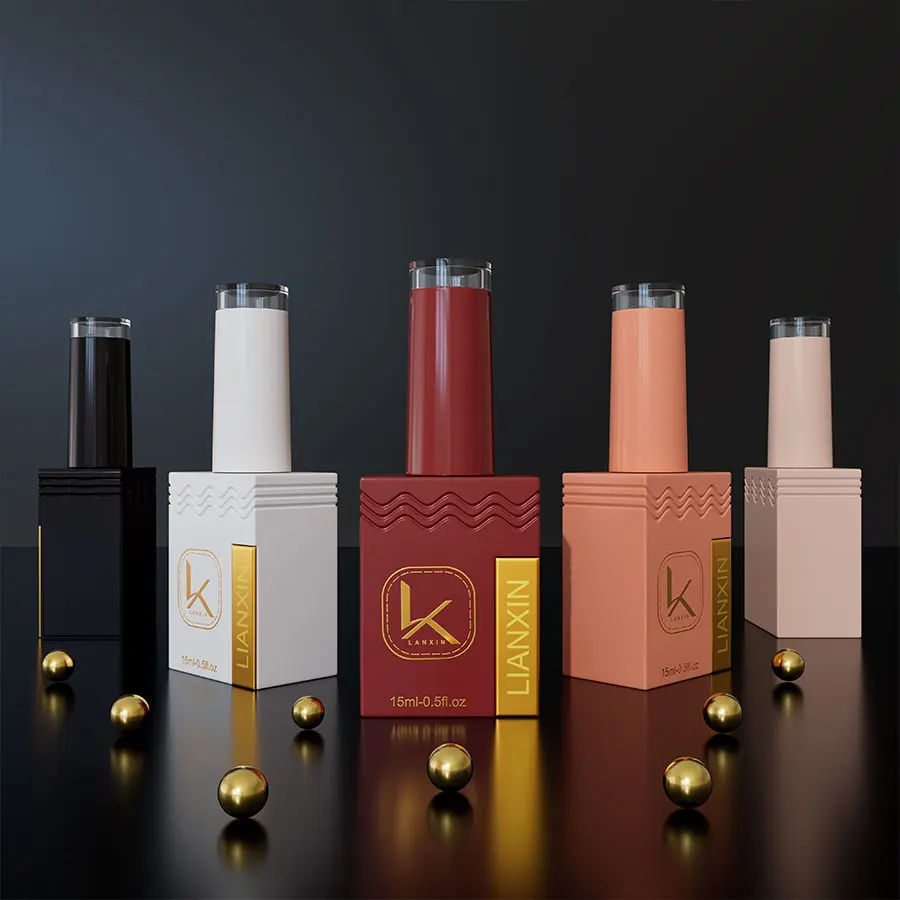 New Design Custom Logo Luxury Glass Empty Gel Nail Polish Bottle With Brush