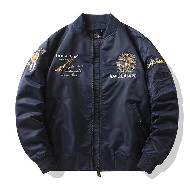 bomber jacket OEM Custom Design American India Embroidery classic men women nylon custom flight bomber jacket