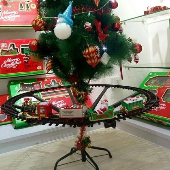 Electric christmas railway train can be hung on Christmas tree