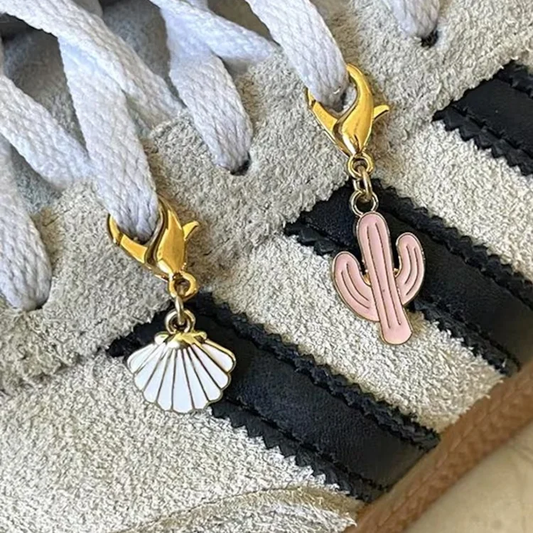 Custom Shoe Accessories Shoelace Charms for Sneakers, Colorful Enamel Cactus Seashell Charms Shoe Jewelry Sneaker Shoe Charms