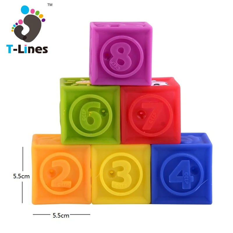 New Toys 2021 Silicon Building Block Soft Silicone Teethers Blocke Squeeze Bricks Toy Baby Building Blocks For Kids