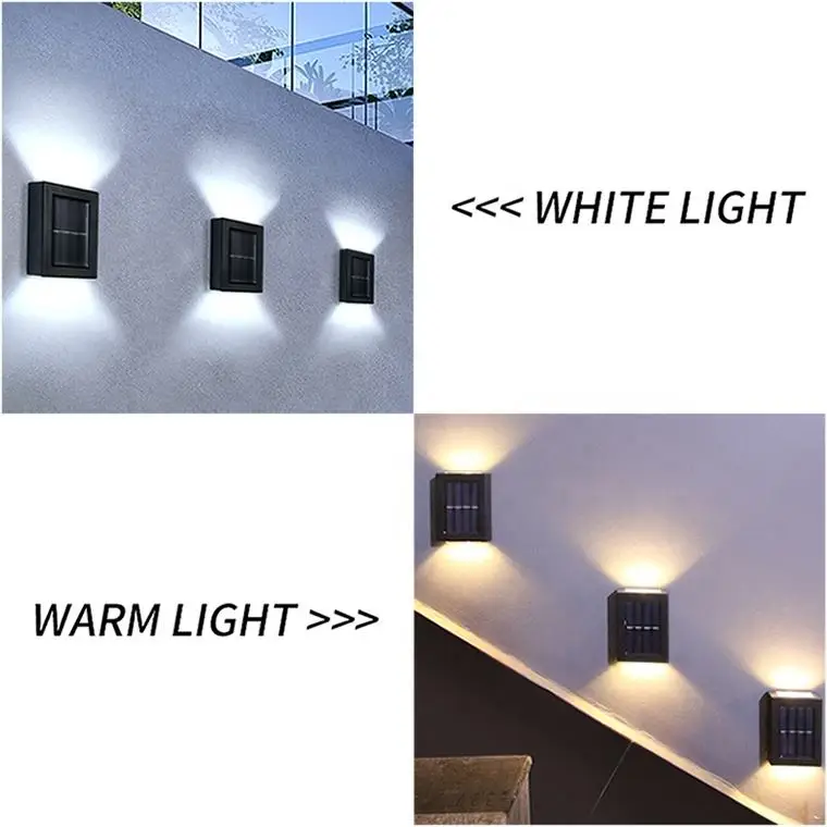 2LED Up and Down Luminous Garden Outdoor Wall Lamp Waterproof Courtyard Staircase Decoration Solar Wall Light