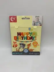 TX UV Printing Baby Shower Birthday Anniversary DIY Woodland For Parties Happy Birthday Acrylic Cake Topper