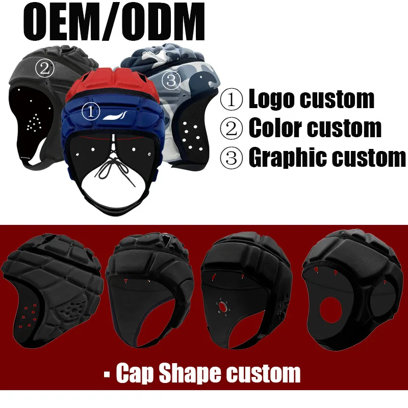 Custom Softshell Soft Padded Headgear Scrum Cap 7On7 7V7 Flag Football Soft Shell Helmet Headgear Rugby Helmet Head guard Rugby