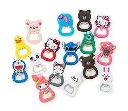 Hot Sale Portable Various Cute Mini Cartoon Silicone Metal Bottle Opener Beer Opener