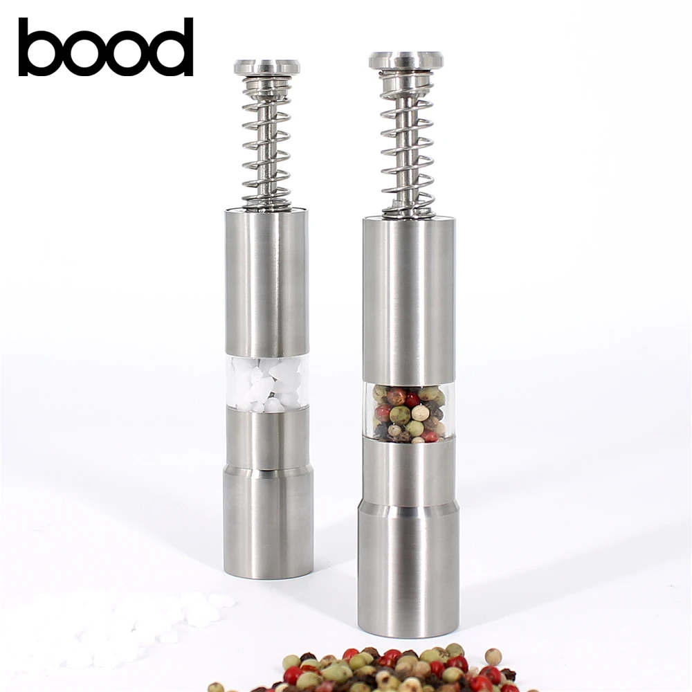Stainless Steel Mini Thumb Operated Manual Salt and Pepper Mill