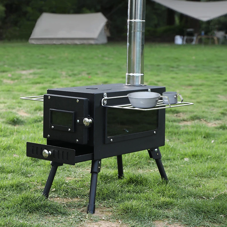 Wholesale cold rolled steel outdoor firewood burning portable wood stove tent camping stove foldable