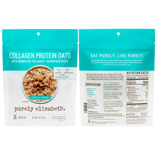 Wholesale custom 400g Moistureproof ziplock stand up pouch dried fruit flour cereal Fast food oatmeal packaging bags