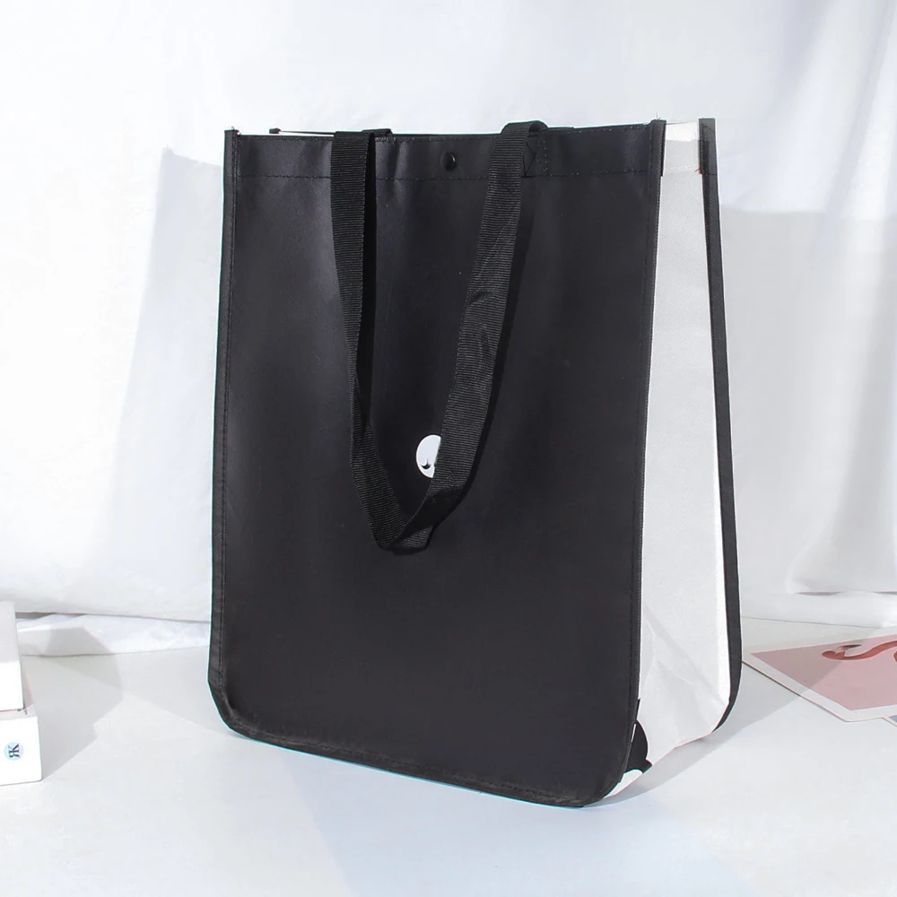 Hot Selling Custom Logo Printed Luxury Brand Foldable Reusable Non-Woven Shopping Bags Buttons Promotional Button Bag Packaging