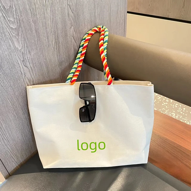 Custom Logo Printed Sublimation Reusable Grocery Shopping Cloth Tote Bag Plain Canvas Shopping Polyester Cotton Canvas Tote Bag