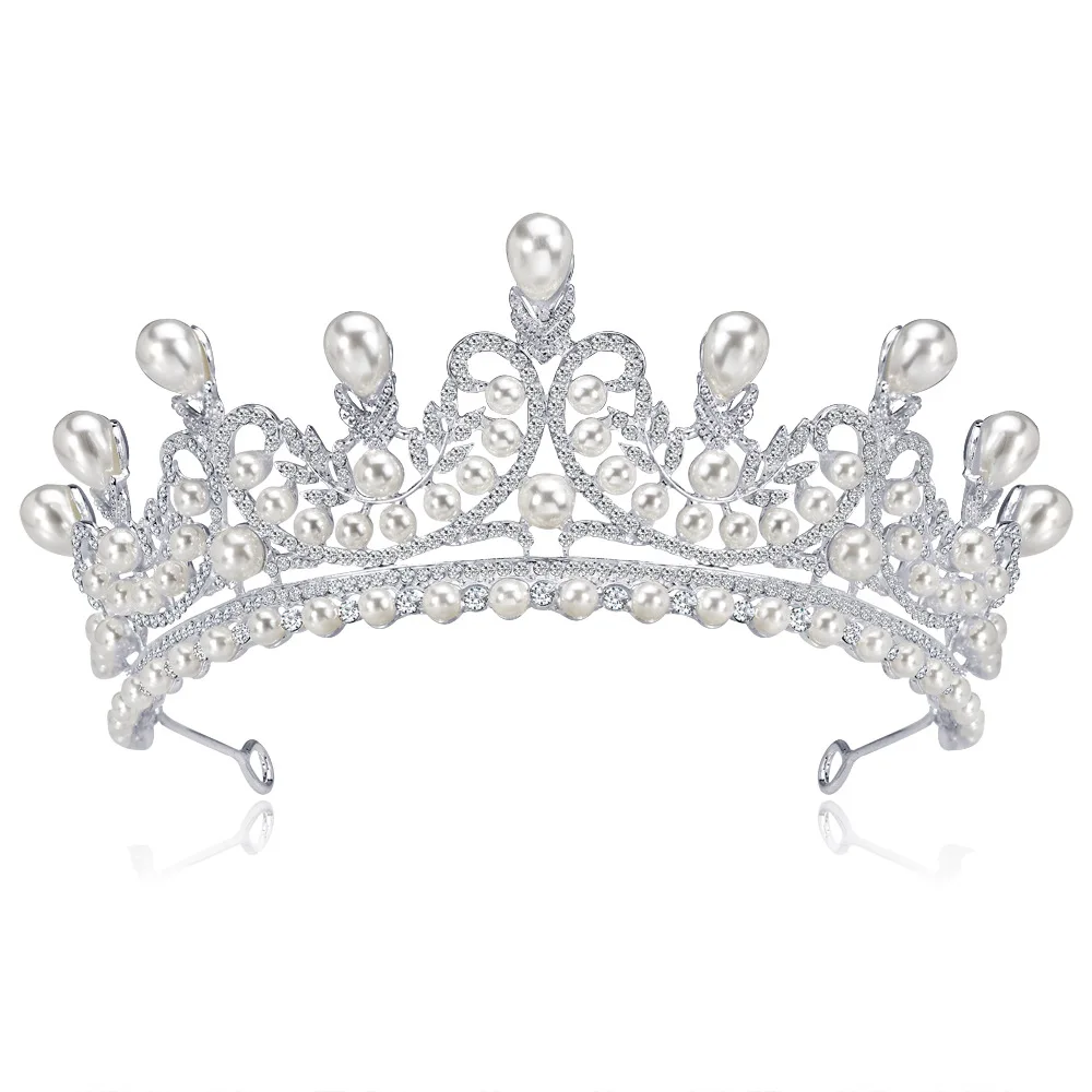 Aug jewelry European style hot-selling bridal headdress crystal pearly big crown fashionable birthday party crown