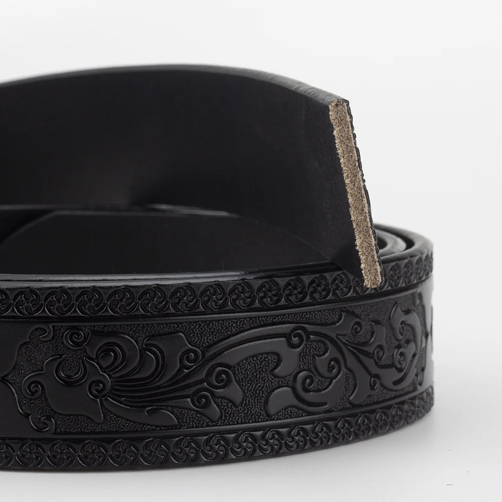 Wholesale Split Leather Belt Strap Personalize Embossed Pattern Western Vintage Belt
