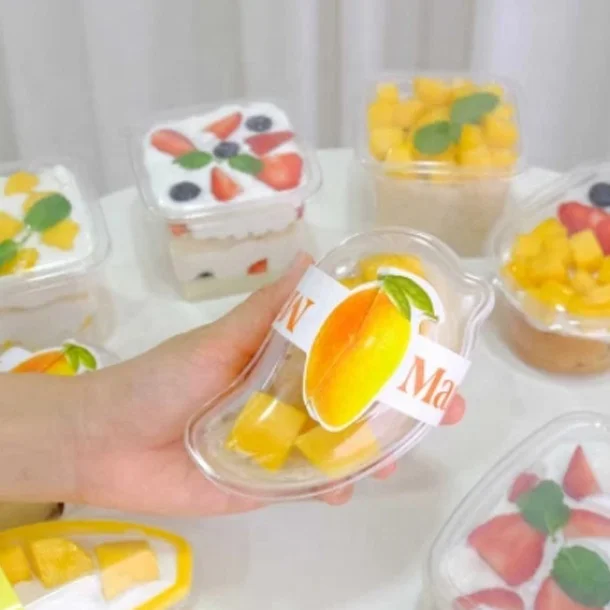 Transparent Plastic Mango Shaped Blister Mousse Cake Dessert Box Plastic Baking Packaging Boxes