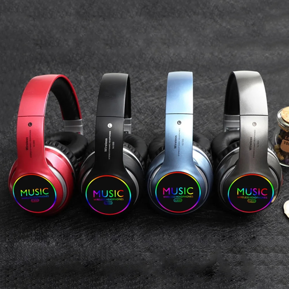 New Version Noise Cancelling VJ033 Colorful LED Wireless Headset Stereo Game Blue tooth Wireless Headphone