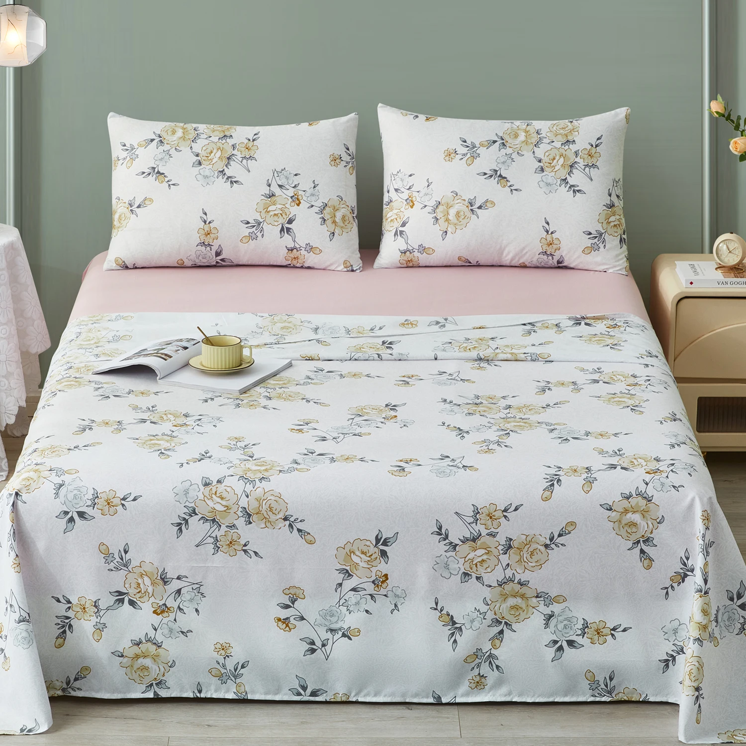 Queen King Size Printed Bed Sheets Wholesale Bed Sheet Set with 4 Pieces Bedsheets Set Wholesale Home Bedding Set