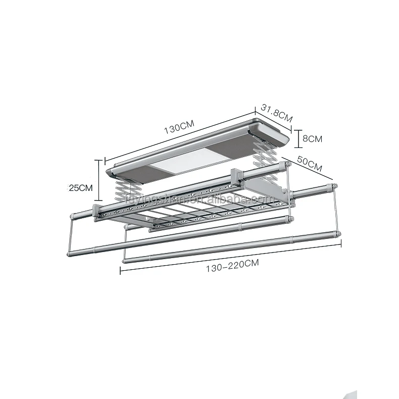 Welcomed CE 18w OEM Smart Clothes Dryer Retractable Automatic Clothes Line Electric Drying Rack Hanger Aluminum 0-1.3m 1.3m