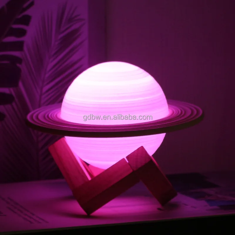 the whole world Bestselling USB Charging Remote Control Saturn Lights Night Lights 3D Printing Moonlight Christ