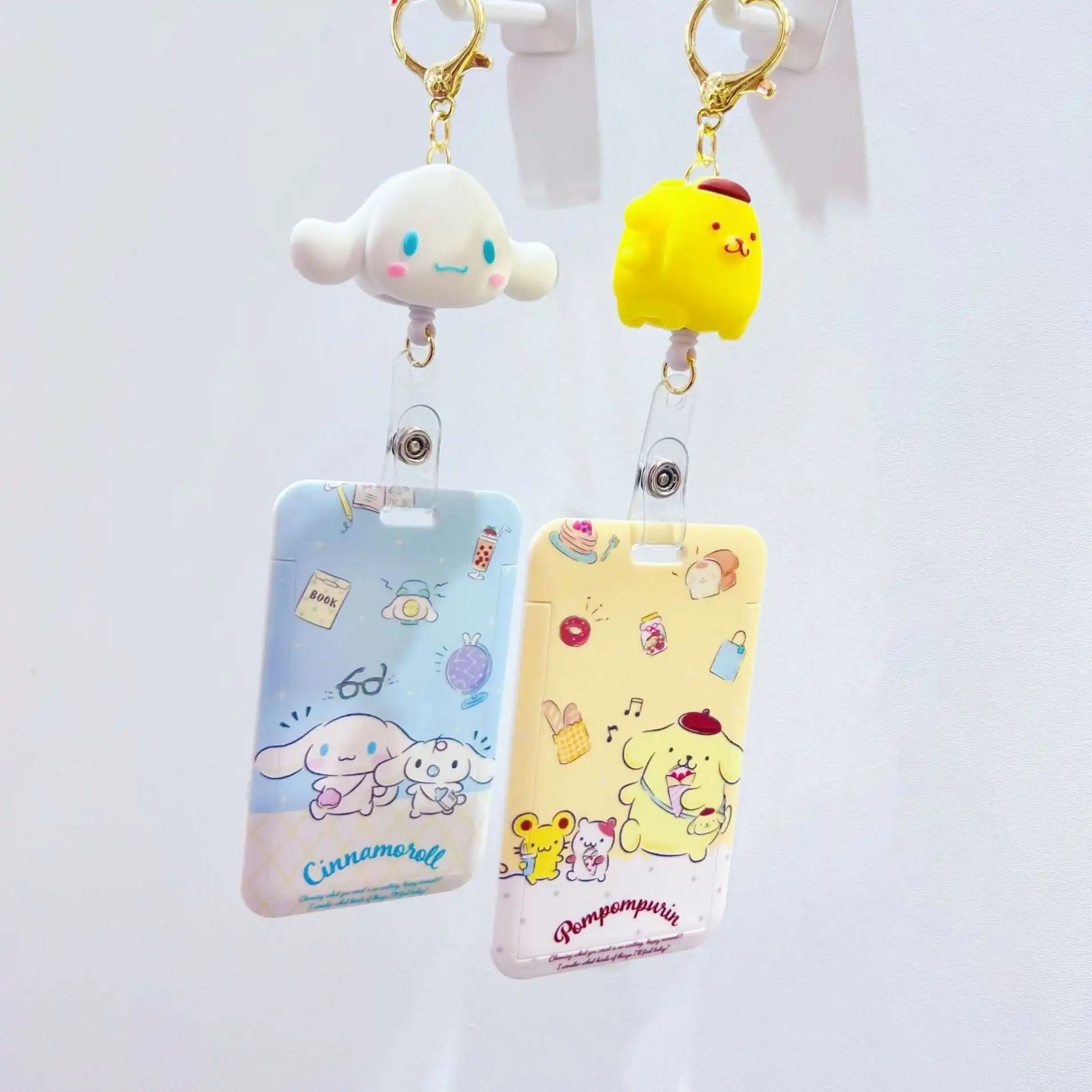 Cute Cartoon Student Card Set Retractable Bus Card Access Control Anti-lost Schoolbag Hanging Sanrio Keychain Buckle
