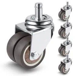 2 inch Office Chair Wheels with Standard Stem Size, Computer Gaming Chair Replacement Double Rubber Casters