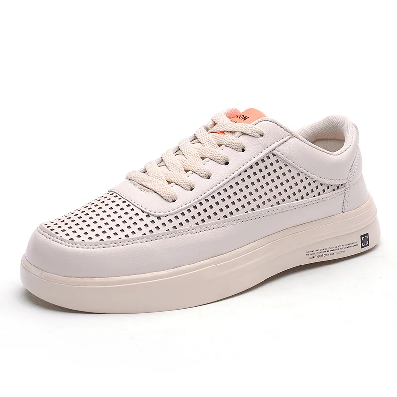 White Casual Board Shoe For Man Chunky Breathable Beige Solid color Low Cut Skat Board Sneakers Change Logo Brand shoes