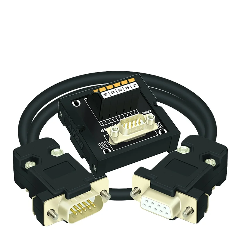 FX-DB9-M-SP and DB9-Male to Female 1M,Dual DB9 D-Sub DIN Rail Mount Interface Module RS232 DB9 Connector Serial Null Modem Cable