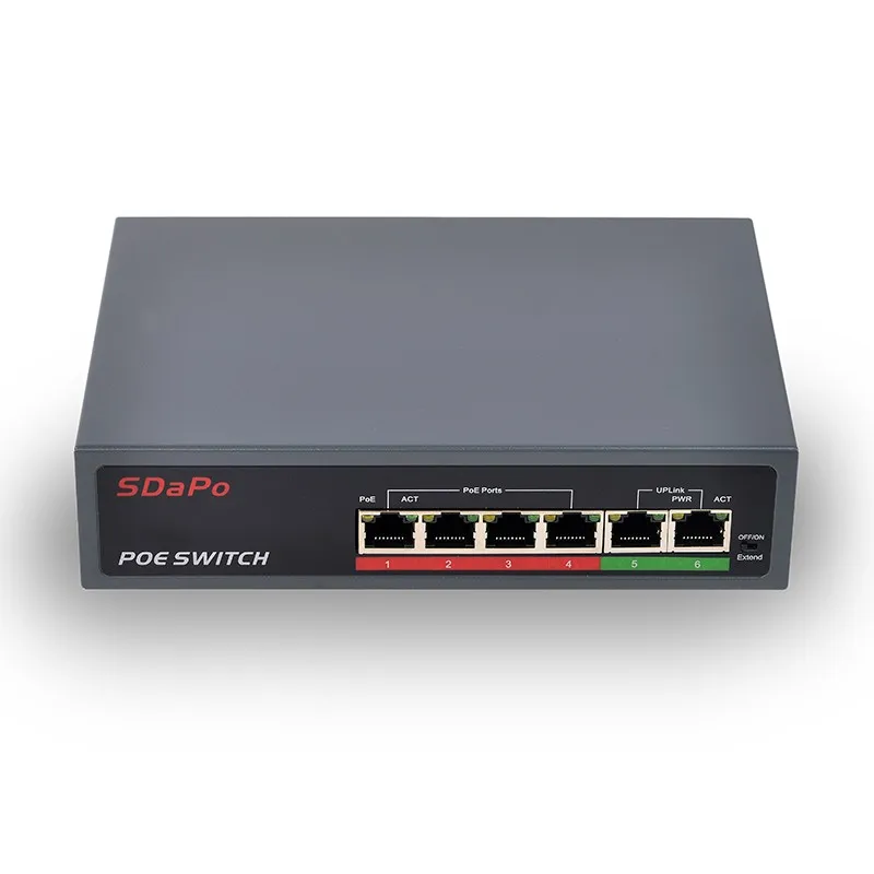 BlueRaven PSE604EX V2.0 4 poe+2 uplink extender 250M IEEE802 3af at poe switch 48v power 65W