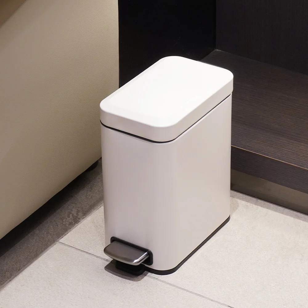 High Quality Rectangular Cold Roll Steel Trash Bin Removable Inner Bucket 5L Mini Small Capacity Foot Pedal Trash Bin