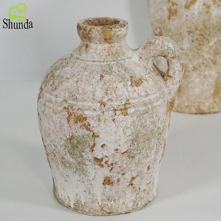 Home garden decoration custom vintage mossy rusty antique terracotta vases luxury flower vase for flower arrangement