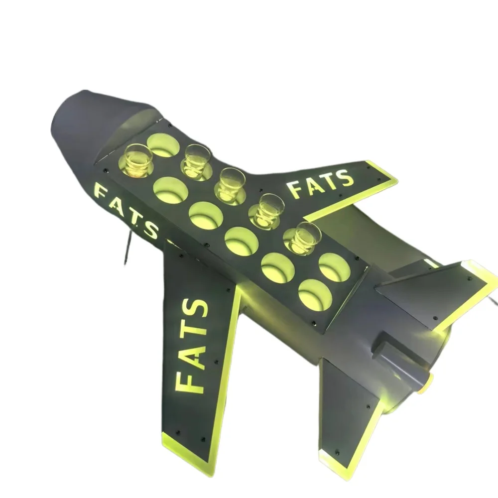 Custom Aircraft Shot Glasses bottle serving Tray Led bottle presenter VIP Service for Miami Restaurant Bar Lounge Nightclub