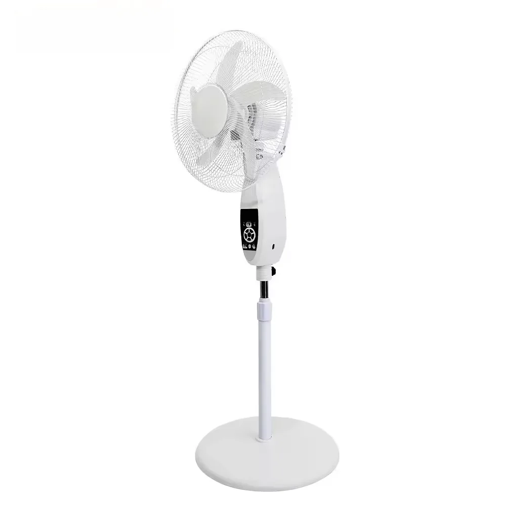 Energy Saving Solar Floor Fan 16 Inch Battery Rechargeable Oscillating Air Cooler Energy Savin Remote Control Stand Floor Fan