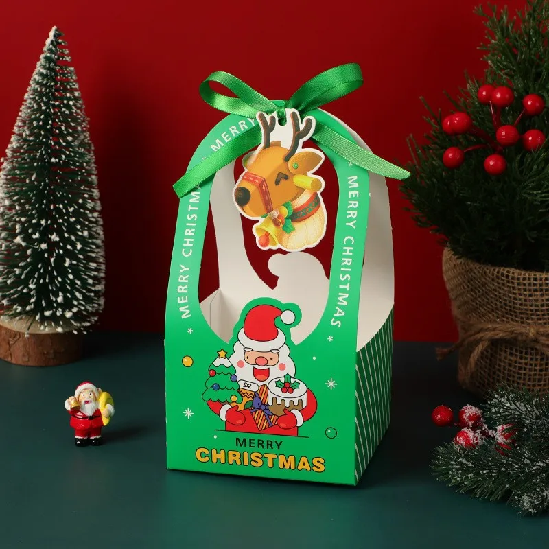 Wholesale In Stock Customization Accepted To Celebrate Christmas Wrap Gifts And Apples Handheld Folding Paper Boxes