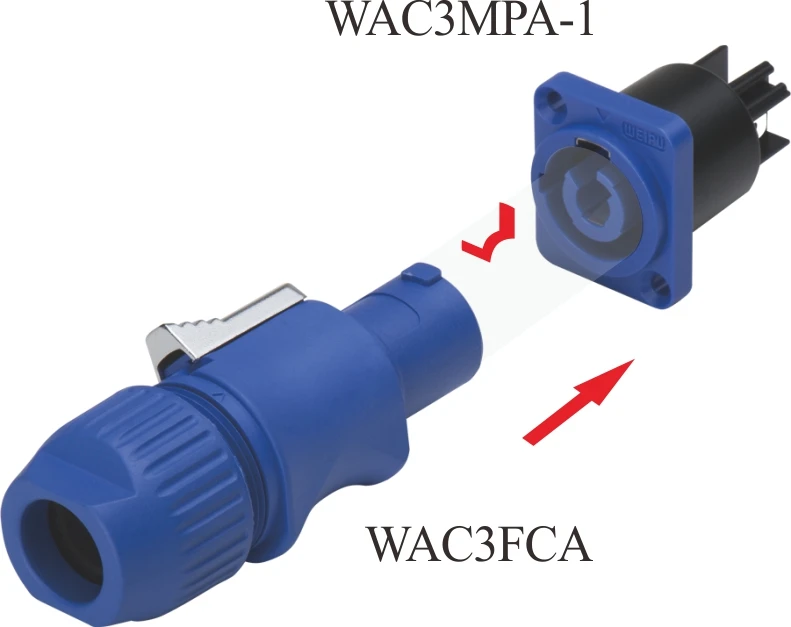
Weipu WAC3 IP65 Nylon66 bayonet LED cable receptacle Socket Connector 