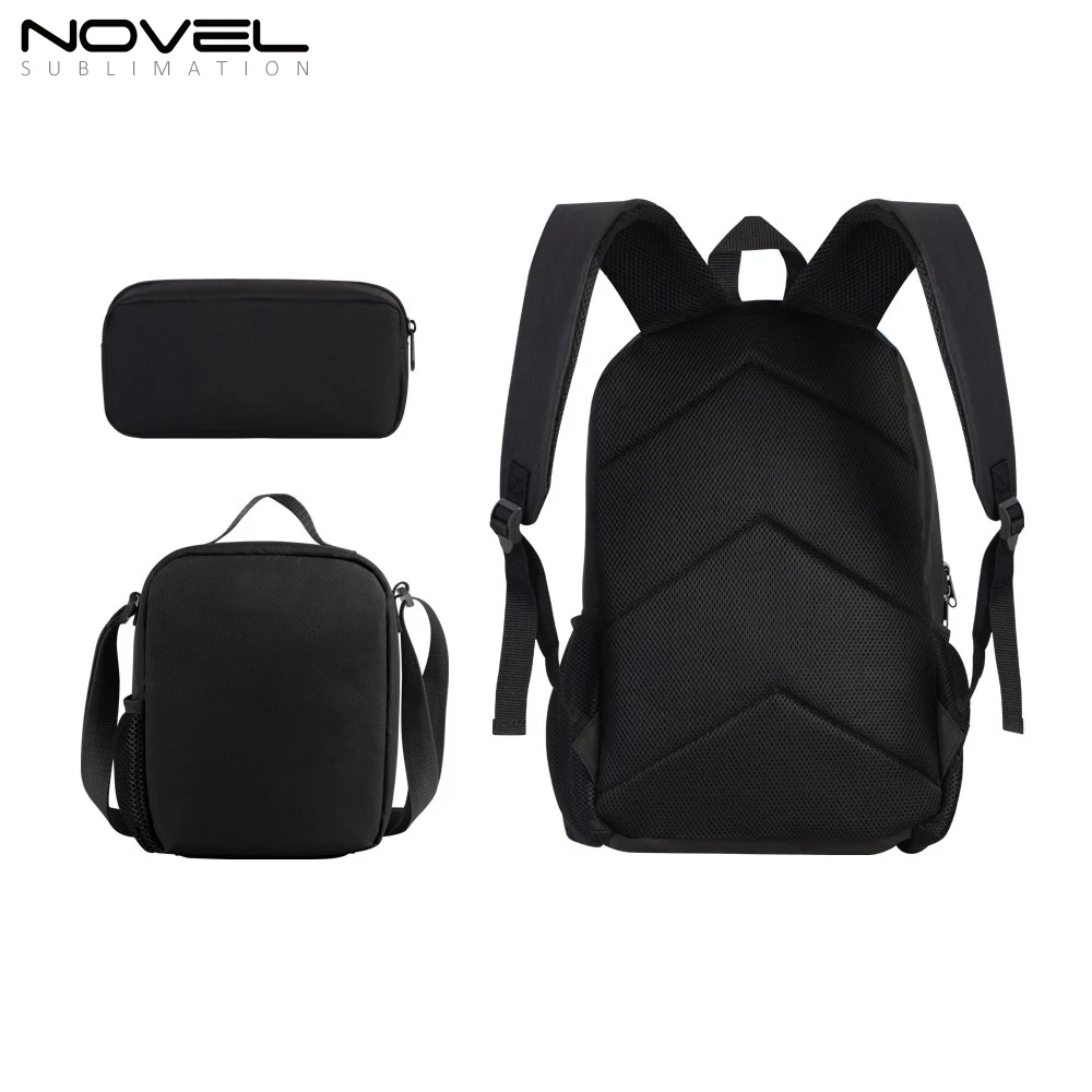 Wholesale Sublimation Three-piece Student School Bag with Backpack+Pencil Case+Meal Bag Logo Customized Printable For Boys Girls