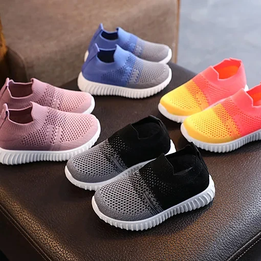 Conyson Kids Shoes Multicolor Knitted Toddler Baby Sneakers Casual Slip On Sneakers Children Shoes Kid Girls Boys Sports Shoes