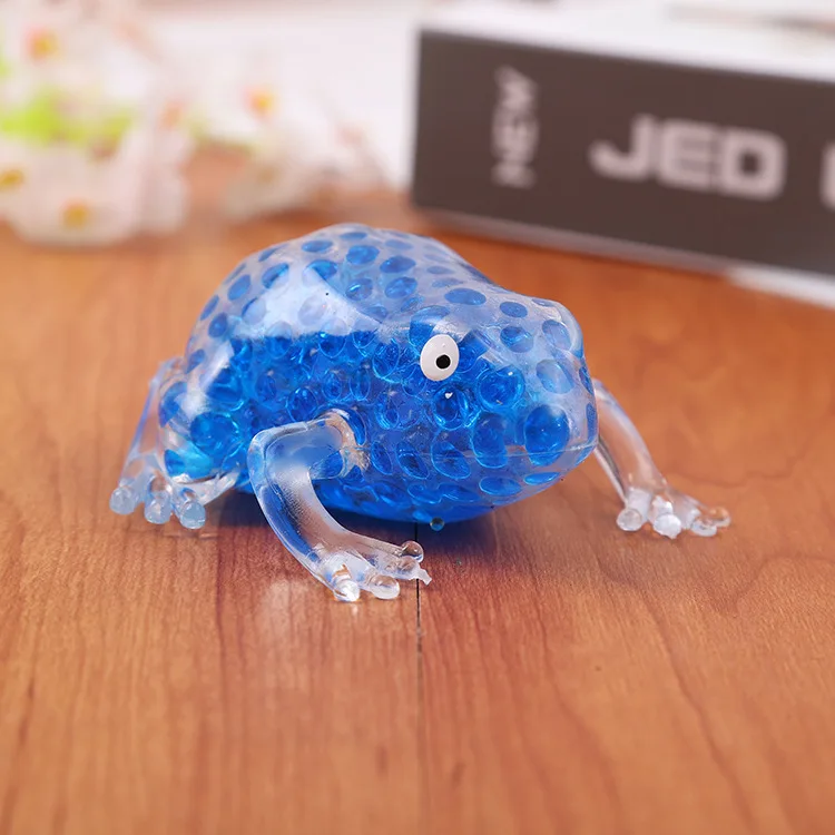 YIWU ALLSHINE  New Design Frog Shape TPR Squishy Beads Stress Release Anti Stress Ball Colorful Beads Squishy Stress Toy