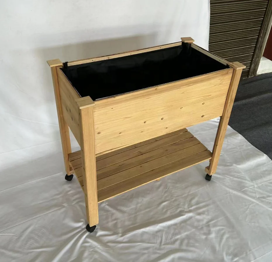 Outdoor garden original wood color cedar wood mobile garden planting box