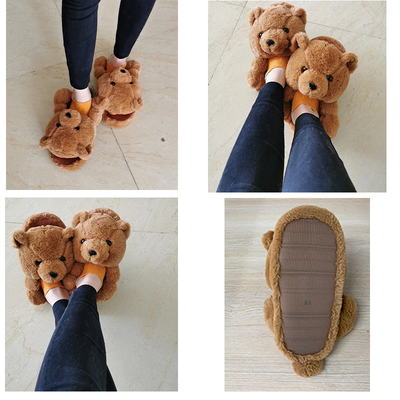 2021 Hot Sale Teddy Bear Slippers One Size For Kids Teddy Bear Slippers Cute Teddy Bear Slippers Animal