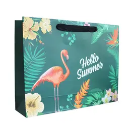 Custom Logo Print Wholesale Grocery  Paper Gift Bag with Handle Recyclable paper Packaging