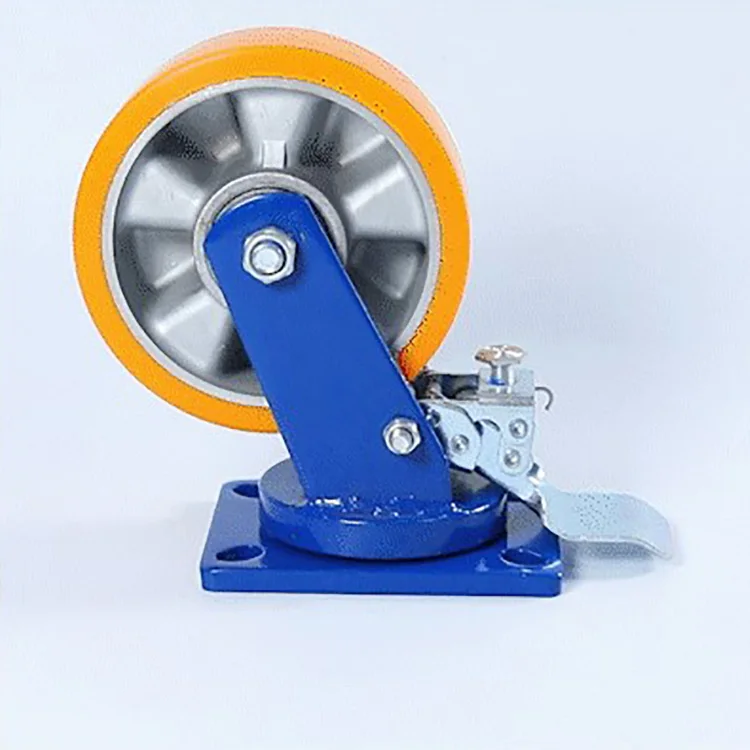 WBD 400kg - 700kg load capacity fixed swivel cast iron PU castor heavy moving machine caster wheels