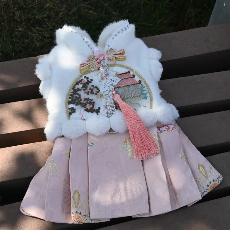 Традиционная китайская юбка Hanfu для домашних животных роскошное платье собак дизайнерское зимнее пальто высокого качества