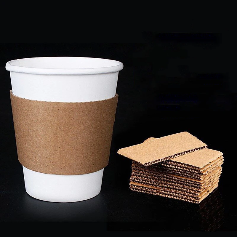 Custom printed hot drink coffee cup paper sleeves disposable kpop idol corrugated white card paper cup sleeve