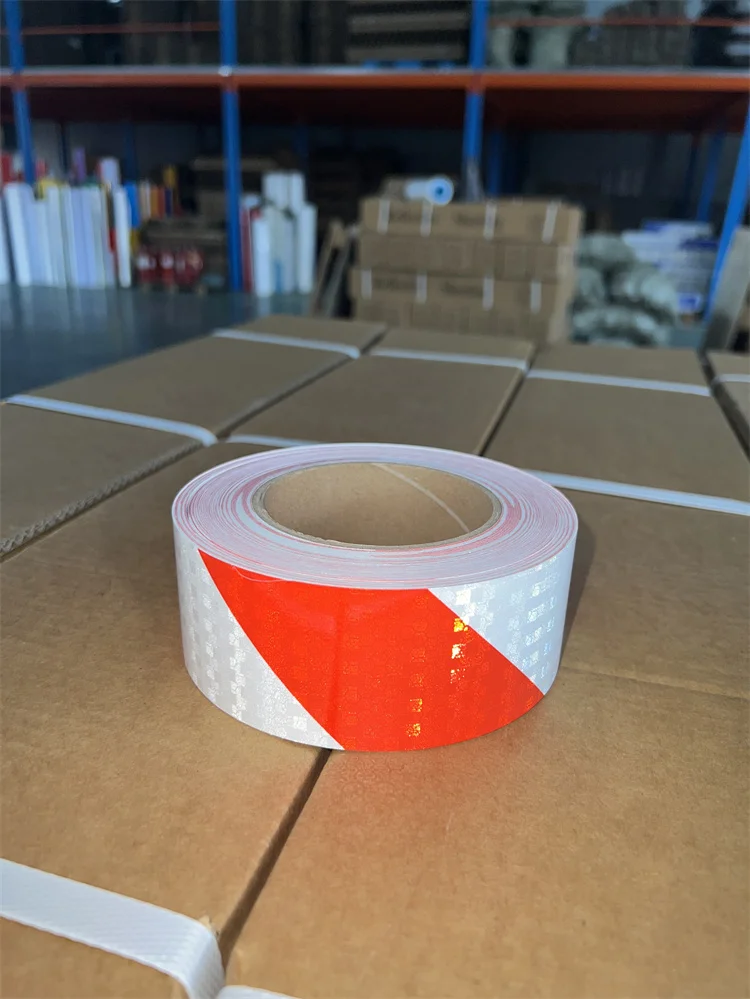 Yellow White PVC Warning Reflective Adhesive Tape PVC cheap twill honeycomb reflective tape
