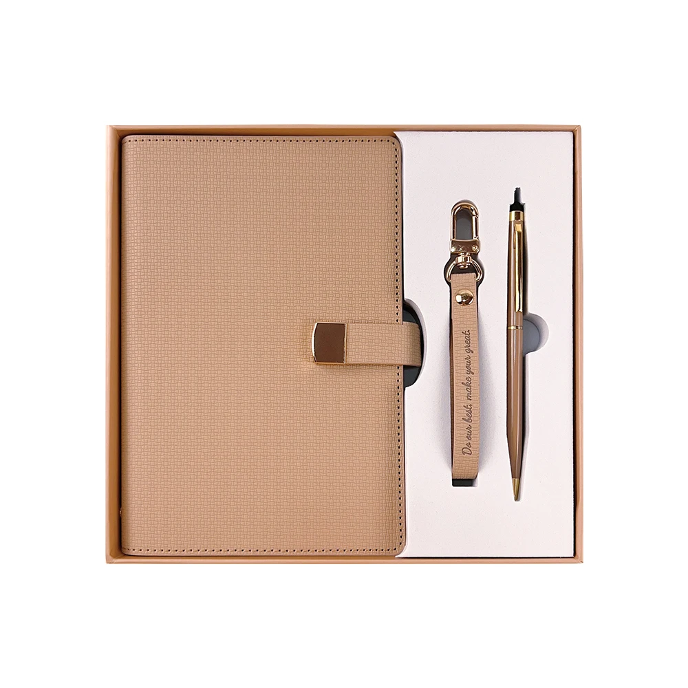 Business Agenda Custom Logo Luxury Pu Leather Notebook And Pen Gift Set
