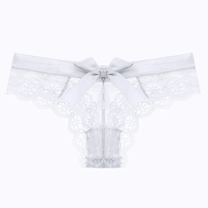 Sexy Europe and America fashion lace bow thong hollow out female ladies nylon briefs panties