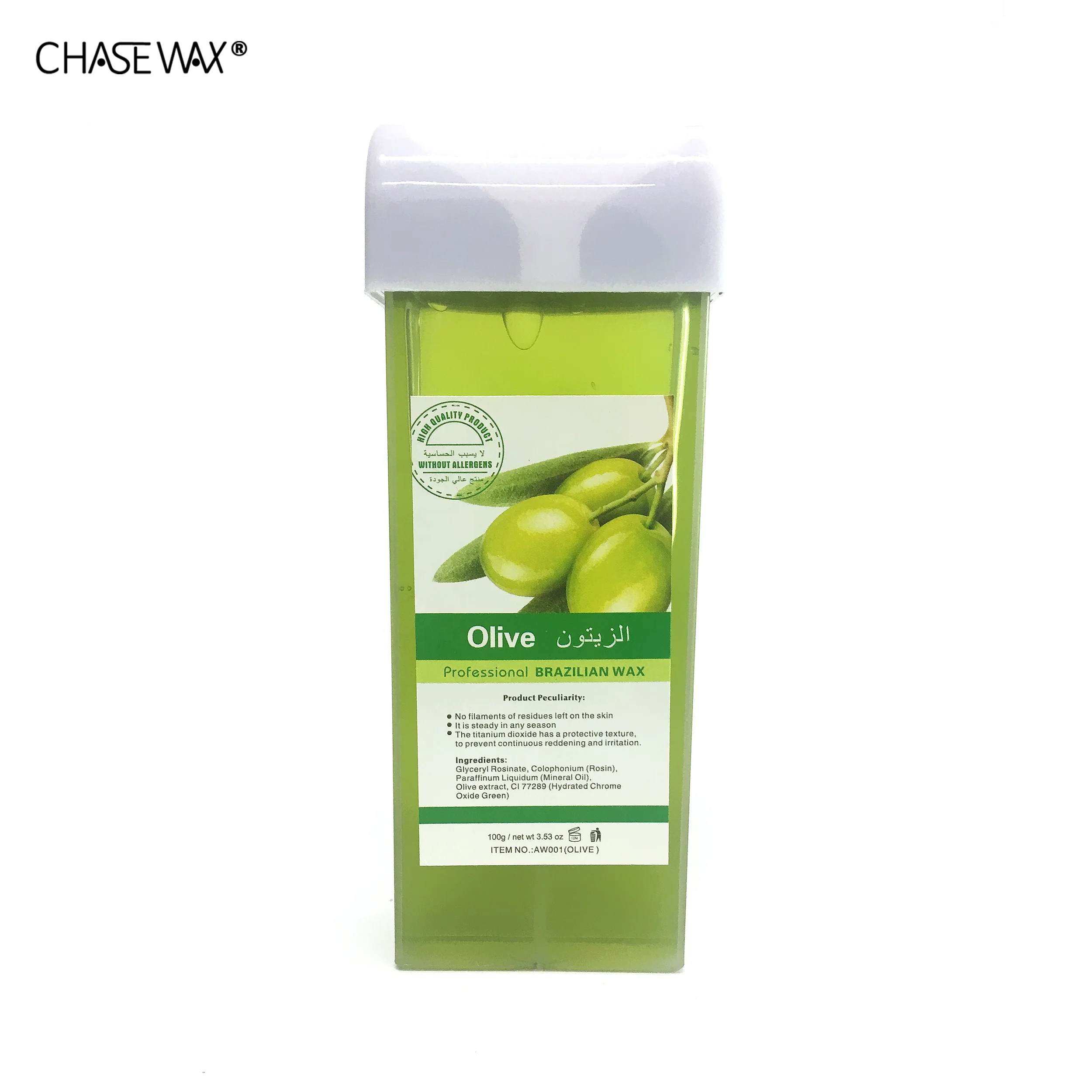 Flexible 100g Olive  Soft  Cartridge Wax Depilatory Rolling Wax  For Body Waxing