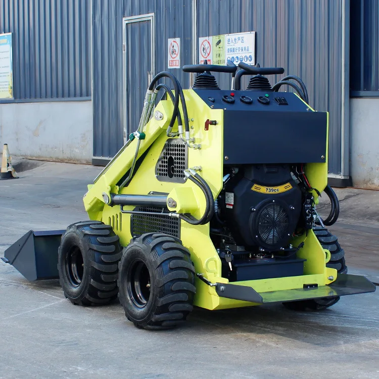 Small Skid Steer Loader 4WD Wheel Mini Front Loaders Multi Functional Mini Skid Steer Loader Attachments Construction Machinery