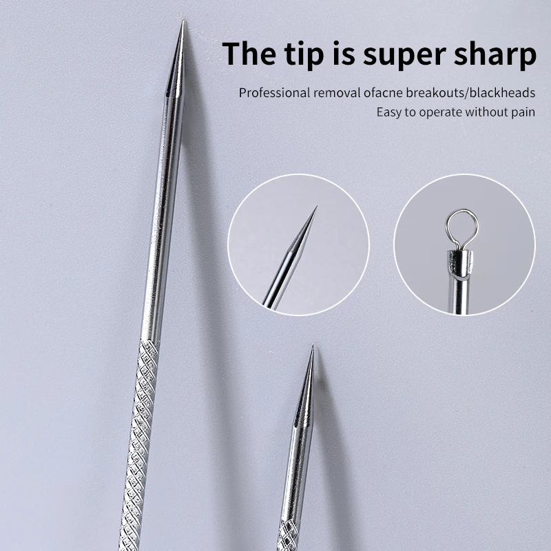 LMLTOP Private Label Acne Needle Sets Face Skin Care Acne Blackhead Removal Needles Kit Stainless Steel Pimple Extractor E097