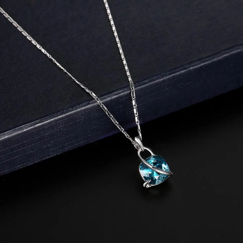 Top Design Wholesale Fashion Women Necklace Jewelry Set Accessories Earring Light Blue Crystal Indian Wedding Bridal Jewelry Set