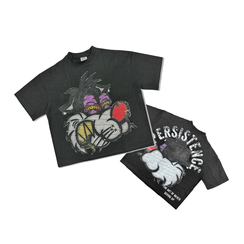 Custom Mock Neck T Shirt Graphic Tee 100% Cotton Cropped Oversized Tshirts Drop Shoulder T Shirts For Men